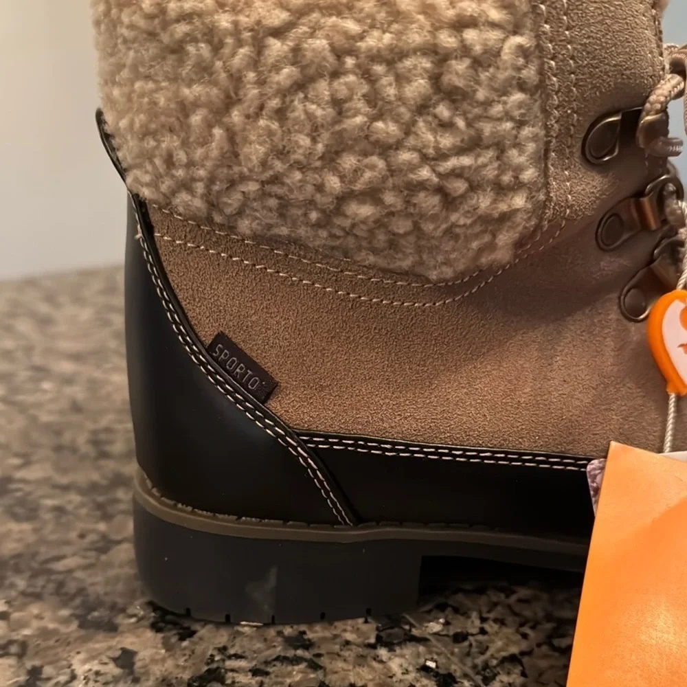 Sporto Darla Beige and Black Eco Winter Boots